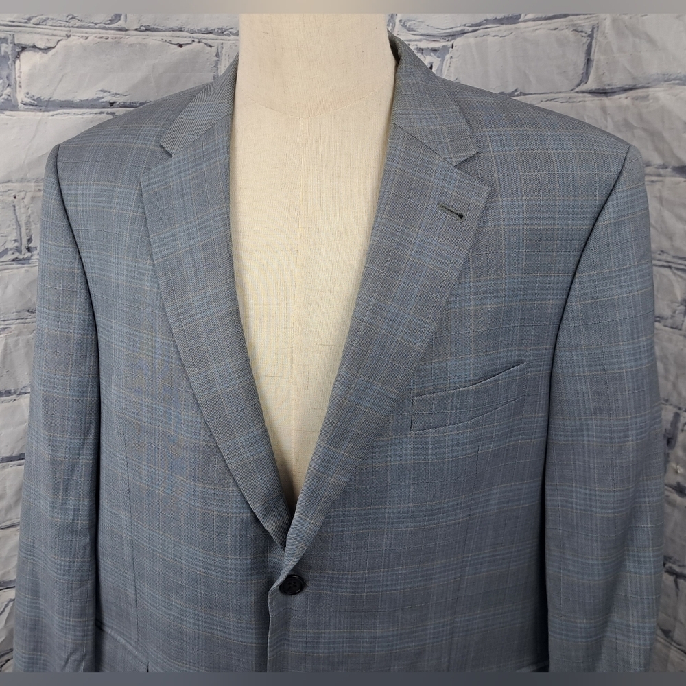 Tommy Hilfiger Men's Blazer Sport Coat Jacket Gray Check Virgin Wool Canada 44L